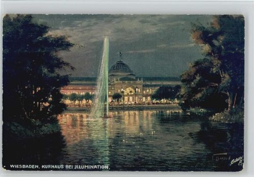 Kurhaus bei Nacht mit Illumination sign Beraud Tuck AK Nr. 2001
