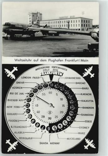 Frankfurt 1955 Flughafen mit Weltzeituhr