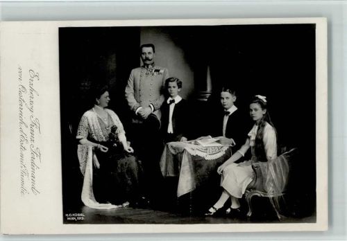 Erzherzog Franz Ferdinand mit Familie , Kosel 1913 AK