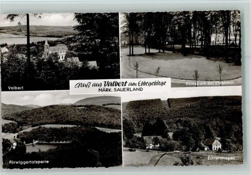 Valbert Volkspark Ehrenmal Fürwiggetalsperre Echternhagen 4-Bild-Aufnahme