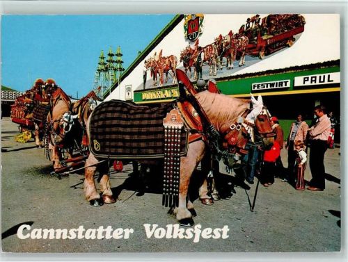 Stuttgart Cannstatter Volksfest Sechsspänner Brauereikutschwagen Dinkelacker-Bierzelt