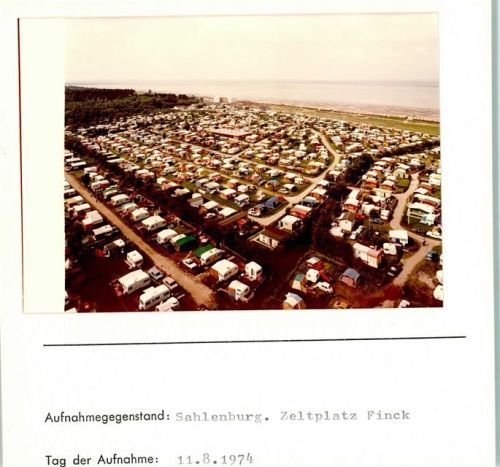 Sahlenburg Zeltplatz Finck Wohnwagen Foto montiert auf Karton