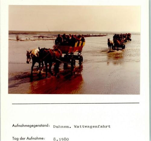 Duhnen Wattwagen Foto montiert auf Karton