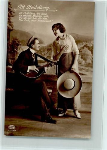 1915 Szene Alt Heidelberg Hut Mandoline Spruch No.61175/5
