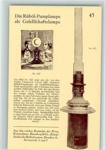 Werbung Kretschmar Nr 45 Rüböl-Lampe