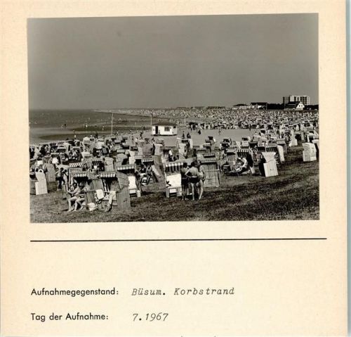 Büsum Korbstrand Foto montiert auf Karton