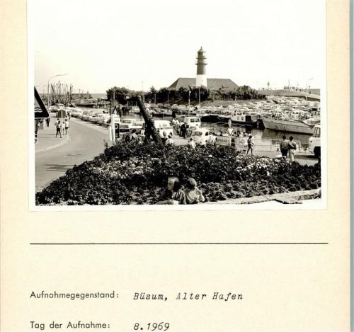 Büsum Alter Hafen Leuchtturm Foto montiert auf Karton