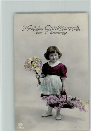 1917 Serie 4973-2 handcoloriert - Mädchen mit Flieder im Korb