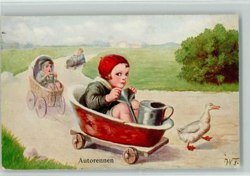 1914 Kinder - Autorennen - Seifenkisten