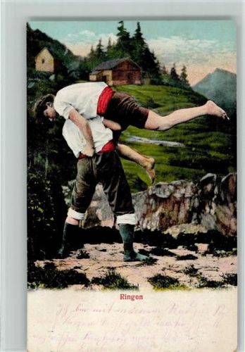 Schweizer Ringen - Verlag Guggenheim Nr. 7681 Ringen 1914