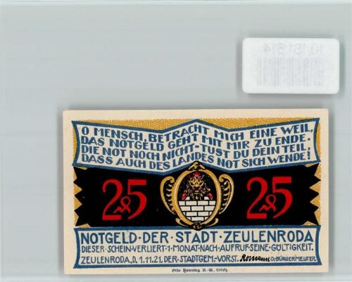 Zeulenroda Notgeld