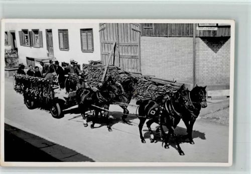 1938 Vierergespann - Bauernwagen geschmückt AK