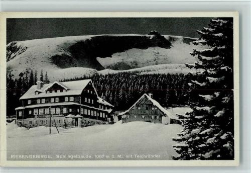Riesengebirge Schlingelbaude mit Teichränder Winteraufnahme