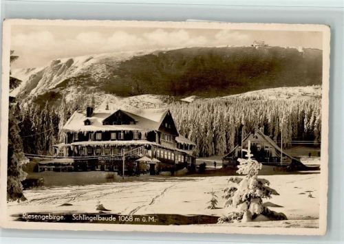 1939 Schlingelbaude im Winter AK