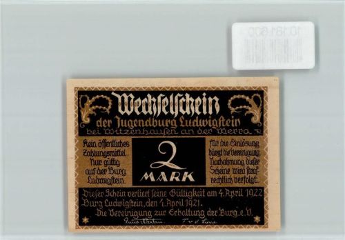 Witzenhausen Notgeld Wechselschein der Jugendburg Ludwigstein