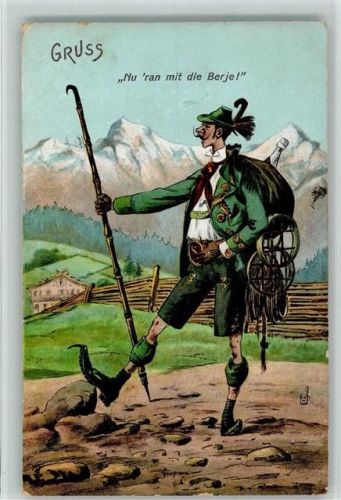 1911 Nu ran mit die Berje - Bergsteiger AK