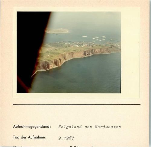 Helgoland Luftaufnahme von Nordwesten Foto montiert auf Karton