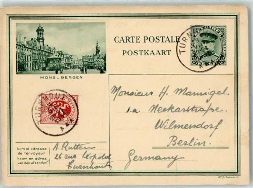 Mons 1931 Tourismus Werbung - Belgische Ganzsache Wertstufe 35 c und 70 c Marke