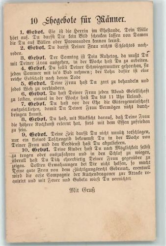1905 10 Ehegebote für Männer AK