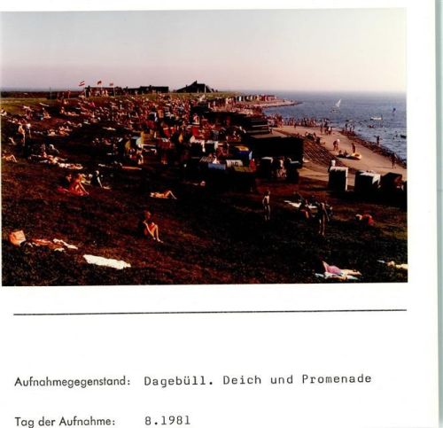 Dagebüll Strand Deich und Promenade Foto montiert auf Karton