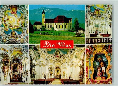 Wies Wallfahrtskirche Deckengemälde Außenansicht Orgelempore Kanzel Hochaltar Gnadenbild des gegeißelten Herrn