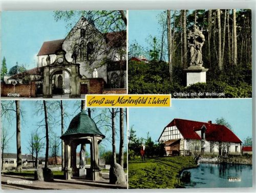 Marienfeld Kirche Christus mit der Weltkugel Brunnenhaus Mühle