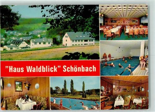 Schönbach Haus Waldblick Schwimmbad Rückseite mit Abschürfungen bzw Kleberesten