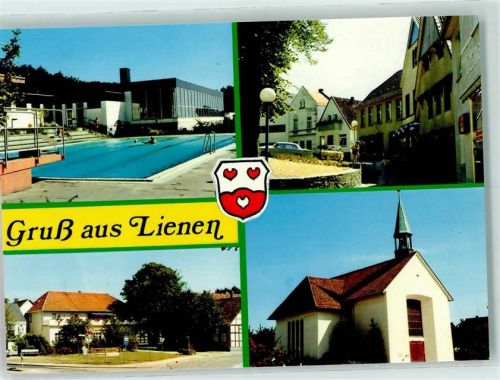 Lienen Rückseite mit Abschürfungen bzw Kleberesten Schwimmbad