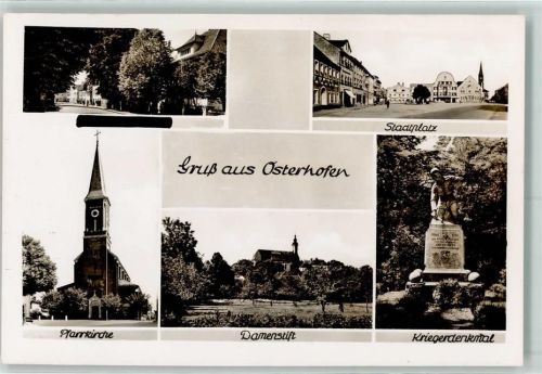 Osterhofen Stadtplatz Pfarrkirche Damenstift Kriegerdenkmal