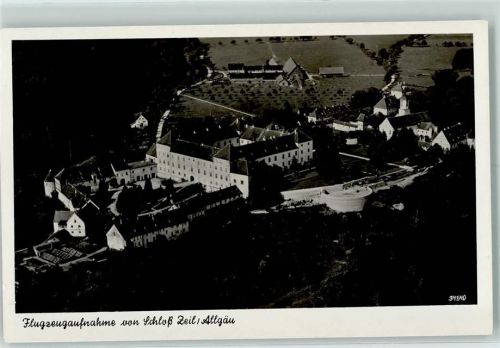 Leutkirch Fliegeraufnahme Schloß Zeil Rückseite mit Abschürfungen bzw Kleberesten