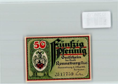 Ronneburg Notgeld 50 Pfennig Rathaus
