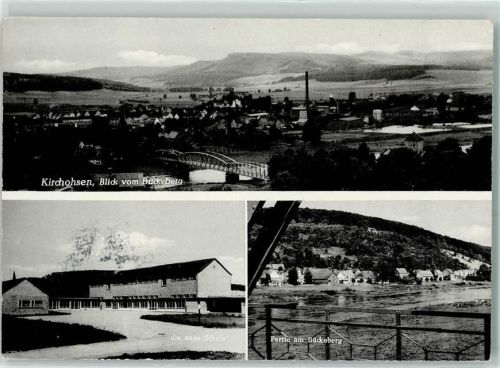 Kirchohsen Rückseite mit Abschürfungen und Kleberesten Blick vom Bückeberg Neue Schule Partie am Bückeberg