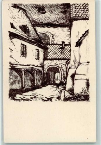 65343 W6228 Eberbach , Kloster Radierung Kloster Nr. 4 Radierung