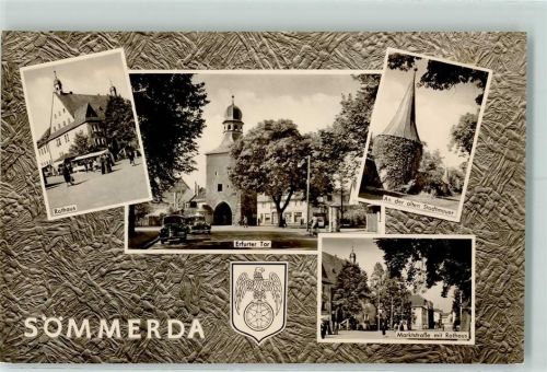Sömmerda Rathaus Erfurter Tor An der alten Stadtmauer Marktstraße mit Rathaus Rückseite mit Abschürfungen bzw Kleberesten