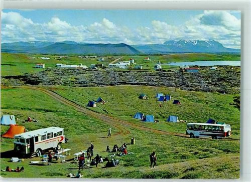 Skutustadir Am Myvatnsee Im Hintergrund der Ringwall Hverfjall