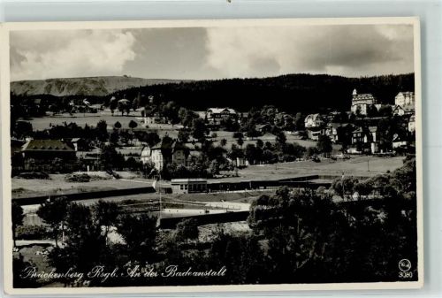 Brückenberg An der Badeanstalt Blick nach dem Hochgebirgskamm mit der Prinz Heinrich Baude