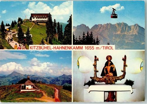 Kitzbühel Hahnenkamm Gipfelrestaurant Seilbahn mit Wildem Kaiser Bergkirchlein am Hahnenkamm