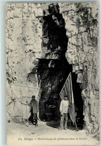 Dieppe 1913 Habitations de pecheurs dans la falaise - Fischer Berufe