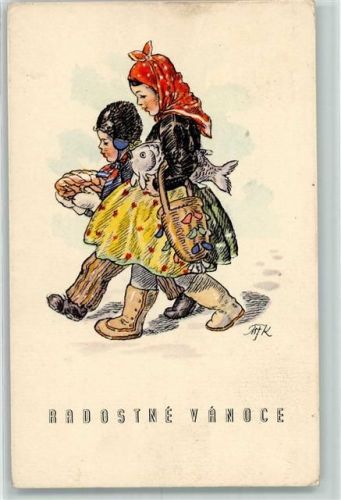 1978 Radostne Vanoce Fisch AK