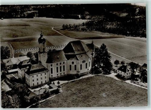 86989 W8924 Steingaden , Oberbay - Die Wies Wallfahrtskirche d. Prämonstatenser Klosters Steingaden Fliegeraufnahme