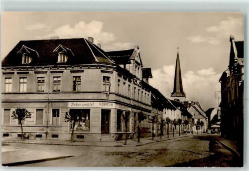 Sandersleben Rückseite mit Abschürfungen bzw Kleberesten Friedensstrasse Geschäft