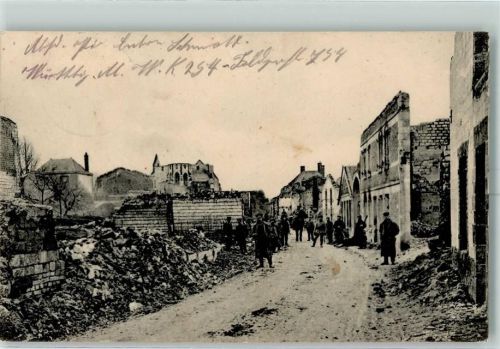 Sommepy-Tahure 1917 Feldpost WK I zerstörte Gebäude