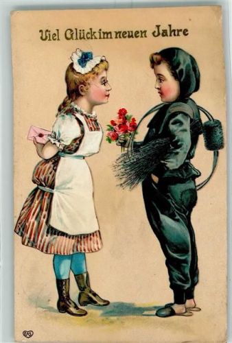 1907 Verlag EAS Neujahr Dienstmädchen AK