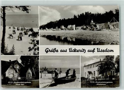 17459 O2235 Ückeritz , Usedom - Strand Kindererholungsheim Wald Eck und Wockninsee