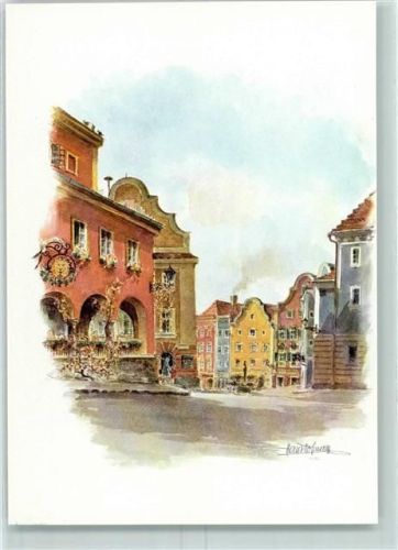 Schärding Innere Stadt Blick vom oberen zum unteren Stadtplatz sign.