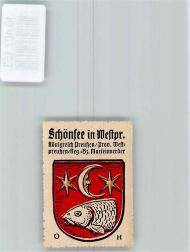 Schönsee Vignette Wappen Kaffee Hag 1920-1940 Fisch Mond Sterne