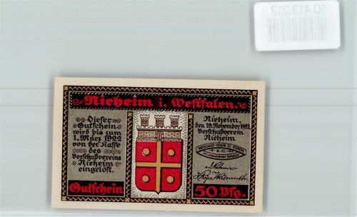 Nieheim Notgeld Portrait F. W. Weber