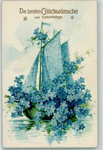Geburtstag Segelboot Vergissmeinnicht AK