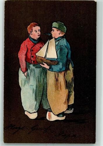 Hollandkinder Spielzeug Segelboot AK Hardy, F. 1901 Lithographie / Künstlerkarte