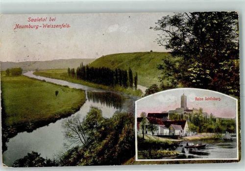Weißenfels Saaletal RuineSchönburg See Ruder- und Segelboot Stempel Burgruine